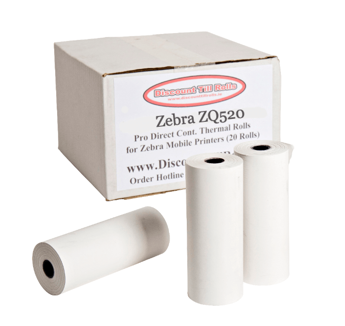 1 Zebra ZQ520 Thermal Paper Rolls 20 Roll Box
