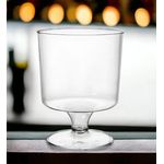 Case of 400 clear plastic wine glasses, 200ml stemmed PS glasses supplied in bulk for event catering.