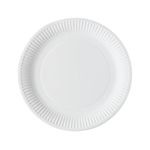 7" White Greenspirit Paper Plates for events and festivals.