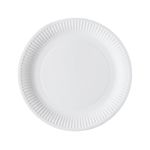 A durable 9-inch Greenspirit paper plate for hospitality use."