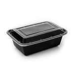 24oz black base and clear lid microwavable containers, eco-friendly and perfect for meal prep and storage.