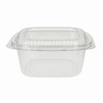 NEW 375cc rPET Square Hinged Salad Container (6x50)