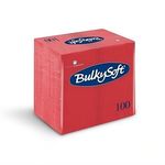 Bulk pack of 2000 BulkySoft 40x40cm red 2ply 8-fold dinner napkins for restaurants and catering, stacked in eco-friendly recyclable packaging