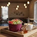 Crystal-clear 16oz deli tub with layered yogurt and fruit, perfect for grab-and-go cold foods