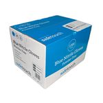 Blue nitrile gloves being used in food preparation for hygiene compliance