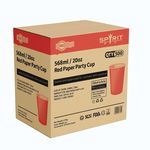 500 SpiritPak 568ml red paper pint cups packaged in 20 sleeves, sustainable catering supplies Ireland.