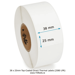 38x25mm Top-Coated Direct Thermal Labels