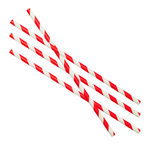 Red & White 3ply Paper Straws 197x6mm (5000 Straws)