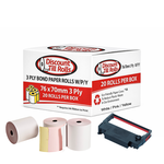 76mm 3 Ply Paper Rolls (White/Pink/Yellow) (20 Roll Box)
