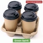 Biodegradable 4 cup carrier tray for coffee, tea, and other hot or cold drinks
