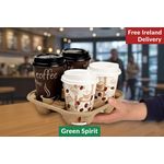 “Sustainable pulp fibre 4 cup holder, compostable and reusable for takeaway beverages