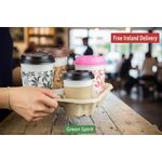 Environmentally friendly 4 cup drink carrier, made from 100% recycled pulp fibre