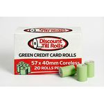 Discount Till Rolls front view Image of green credit card rolls branded box of Green  credit card rolls with rolls in front of the box