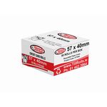 Side view of a Discount Till Rolls branded box containing credit card receipt rolls.