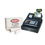 57 x 70 thermal roll loaded in a point-of-sale printer for retail checkout
