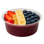 Front view of 8oz clear RPET deli container with lid, perfect for acai bowls and takeaway meals.