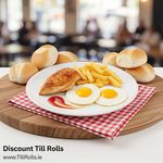 A 9-inch round bagasse plate holding a Chicken  and fries, demonstrating its strength and resistance to grease
