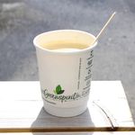 Eco-friendly 140mm bamboo stirrer in hot coffee cup – sustainable choice for cafés and hotels