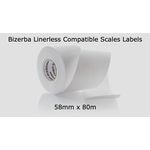 Bizerba 58mm x 80m Linerless Scales Labels (12 Rolls)