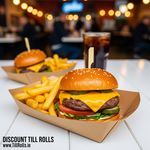 2lb Kraft Greenspirit Paper Food Tray with burger and chips