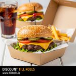 8 Clam Shell Burger Plate Box with burger and chips