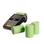 Discount Till Rolls Image of green credit card rolls beside credit card terminal