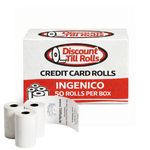 Front view of a branded Discount Till Rolls box of Ingenico iWL221 credit card rolls