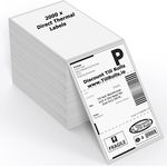 Close-up of 102x152mm Zebra-compatible fanfold shipping labels stacked neatly