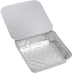 Stackable disposable lids for 9x9 inch foil trays, ideal for bulk food prep