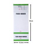 Pack of 100 numbered single-ply order pads with rigid backboards for bars, cafés, and takeaway restaurants.