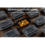 32oz microwavable container with black PP base and lid, ideal for organized meal prep and storage