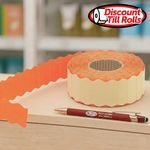 ROLLS OF Fluorescent Orange single line price gun labels from Discount Till Rolls