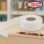 Roll of white sinle line price gun labels from Discount Toll Rolls