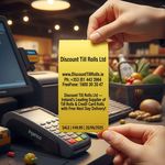 57x40mm Yellow Coreless Credit Card Till Rolls (20 Roll Box)