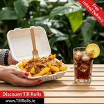 8" Bagasse Meal Box with a curry chips