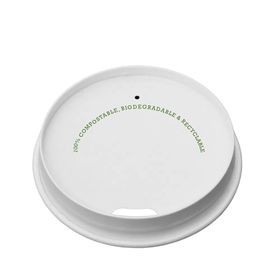eco-friendly 90mm aqueous paper coffee cup lid showing compostable material texture