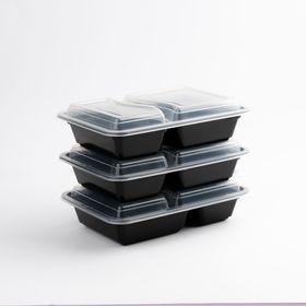 FREE delivery on bulk orders of 32oz black PP two-compartment microwavable containers, ensuring convenience for your kitchen upgrade.