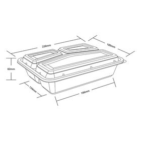 32oz Onyx 3 compartment PP black base & clear lid (6x25)