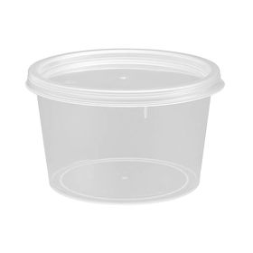 8oz microwavable food pots with lids, made from recyclable PP material for eco-friendly food storage