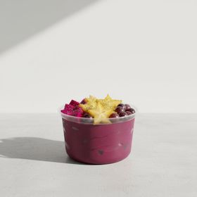 Eco-friendly 16oz RPET container with açaí, berries, and granola, showcasing sustainable cold food packaging.