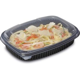 34oz black 1-compartment microwavable container base, ideal for takeaway meals and bulk meal prep