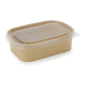 500ml kraft takeaway food container with clear PP lid for hot and cold meals