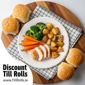 6-inch White Greenspirit Paper Plates (100 per pack) with appetisers, eco-friendly and compostable for catering and hospitality use