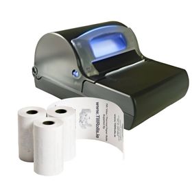 An ATA Cool Blue printer using our thermal rolls to produce a professional, legible taxi receipt, protecting the printer's print heads