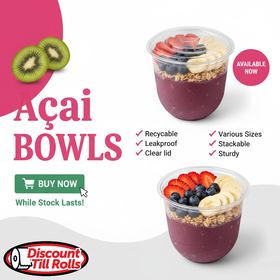 12oz Clear Round RPET Açaí Bowl Container (DC2)(18x32)