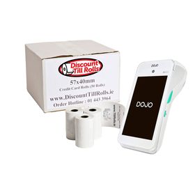 Box of 50 DOJO Go credit card machine paper rolls 57x40mm – BPA-free thermal till rolls from TillRolls.ie