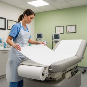 Softguard hygiene couch roll protecting patient area in dental studio