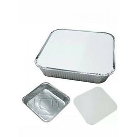 Tightly sealed 9x9 foil container with disposable lid for food delivery