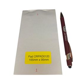Numbered order pad for restaurants and cafés, 100 single-part sheets with sequential numbering and perforated tear-out pages