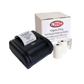 Cygnus PT73 taxi receipt rolls 50-roll box, BPA-free thermal paper, free Ireland delivery, TillRolls.ie quality.